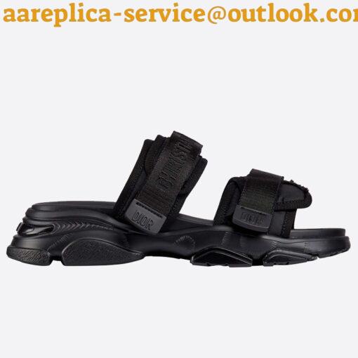 Replica Dior D-Wander Slides In Black Camouflage Fabric