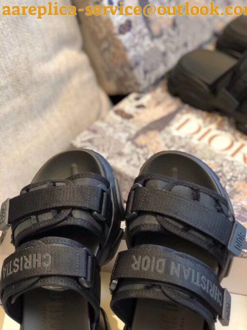 Replica Dior D-Wander Slides In Black Camouflage Fabric 3