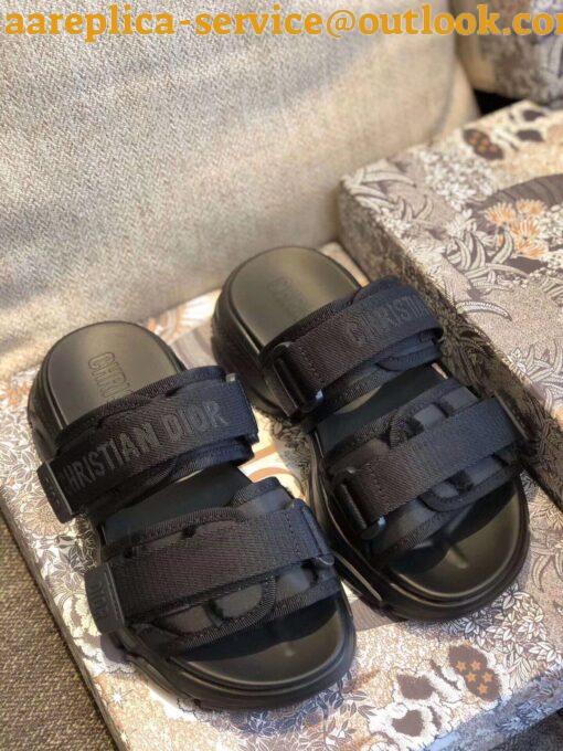 Replica Dior D-Wander Slides In Black Camouflage Fabric 6