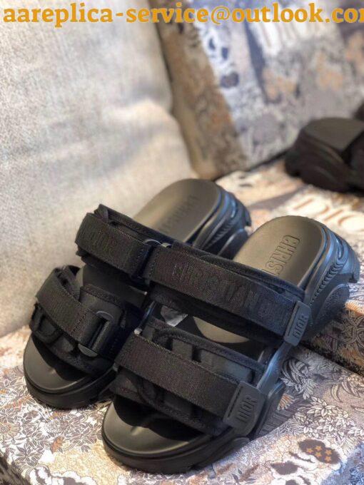 Replica Dior D-Wander Slides In Black Camouflage Fabric 9