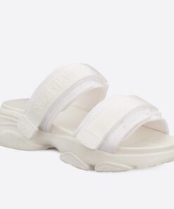 Replica Dior D-Wander Slides In White Camouflage Fabric