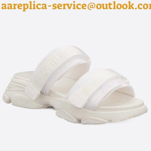 Replica Dior D-Wander Slides In White Camouflage Fabric