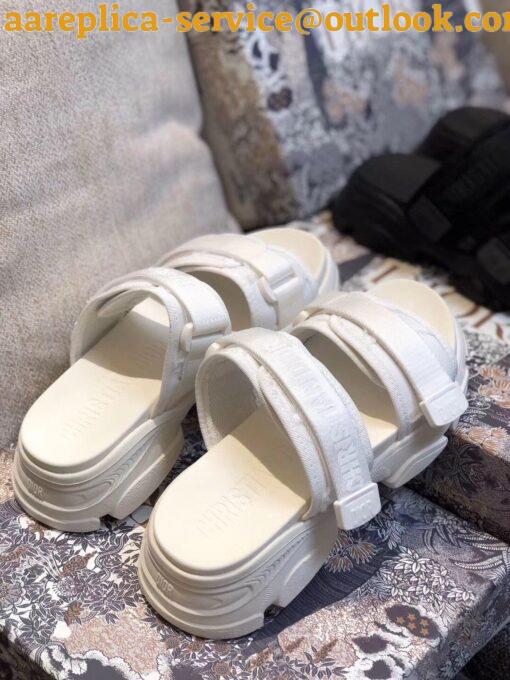 Replica Dior D-Wander Slides In White Camouflage Fabric 4