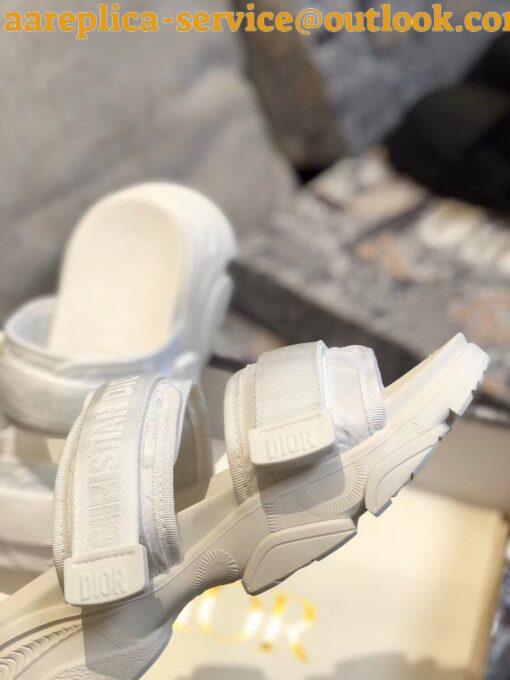 Replica Dior D-Wander Slides In White Camouflage Fabric 5