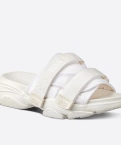 Replica Dior D-Wander Slides In White Camouflage Technical Fabric