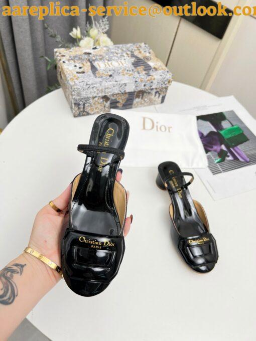 Replica Dior Day Slingback Pumps 35MM in Black Patent Calfskin 3