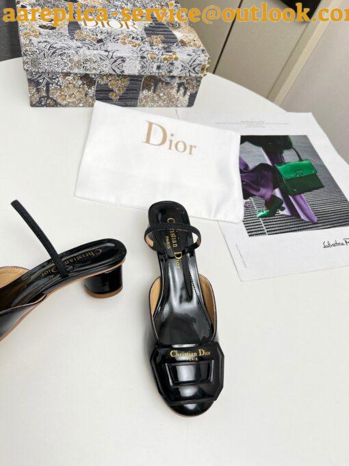 Replica Dior Day Slingback Pumps 35MM in Black Patent Calfskin 5