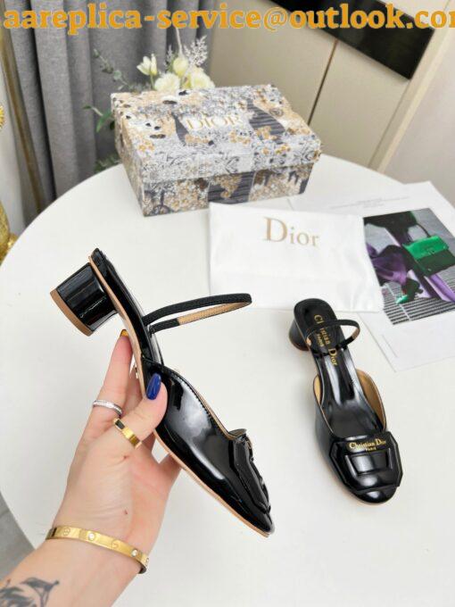 Replica Dior Day Slingback Pumps 35MM in Black Patent Calfskin 6