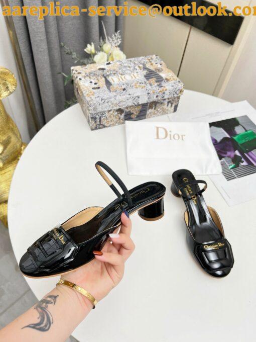 Replica Dior Day Slingback Pumps 35MM in Black Patent Calfskin 7