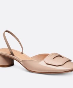 Replica Dior Day Slingback Pumps 35MM in Nude Patent Calfskin