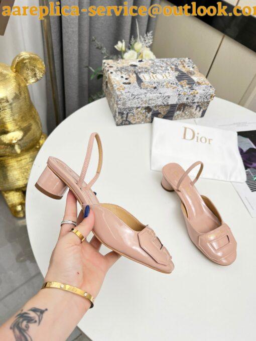 Replica Dior Day Slingback Pumps 35MM in Nude Patent Calfskin 3