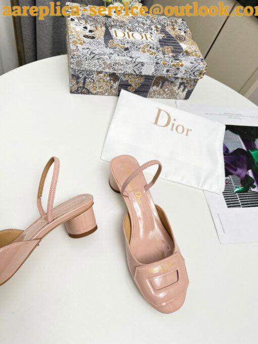 Replica Dior Day Slingback Pumps 35MM in Nude Patent Calfskin 4