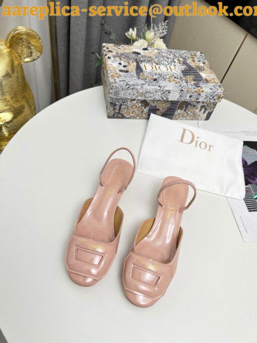 Replica Dior Day Slingback Pumps 35MM in Nude Patent Calfskin 5