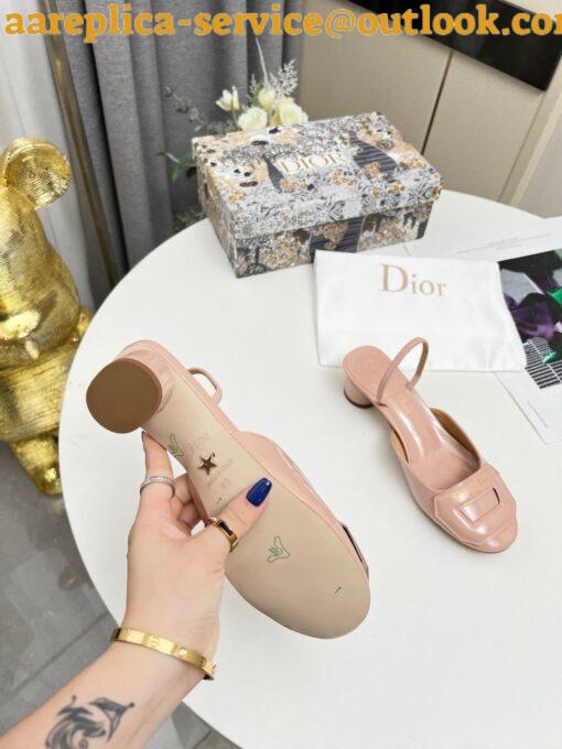 Replica Dior Day Slingback Pumps 35MM in Nude Patent Calfskin 6