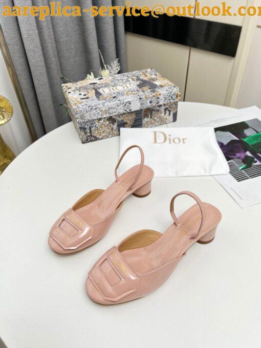 Replica Dior Day Slingback Pumps 35MM in Nude Patent Calfskin 7