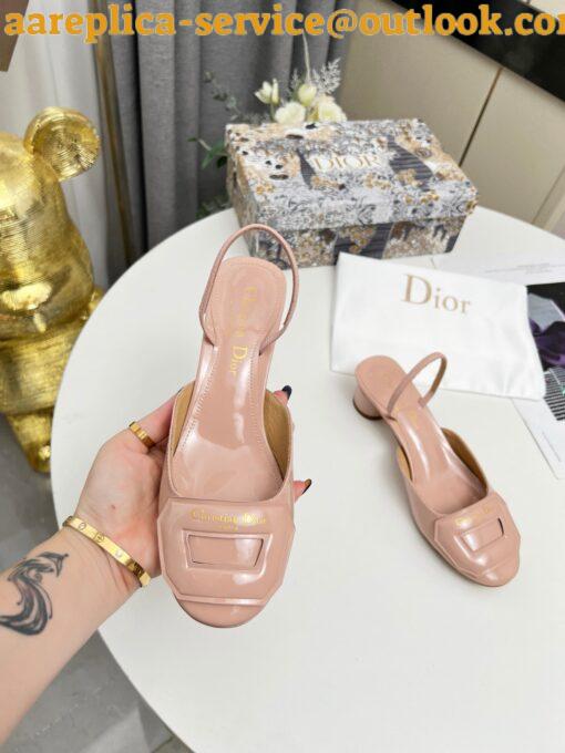 Replica Dior Day Slingback Pumps 35MM in Nude Patent Calfskin 8