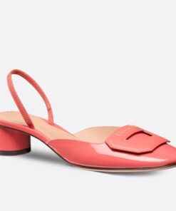 Replica Dior Day Slingback Pumps 35MM in Pink Patent Calfskin