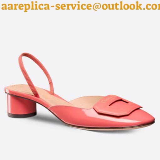 Replica Dior Day Slingback Pumps 35MM in Pink Patent Calfskin