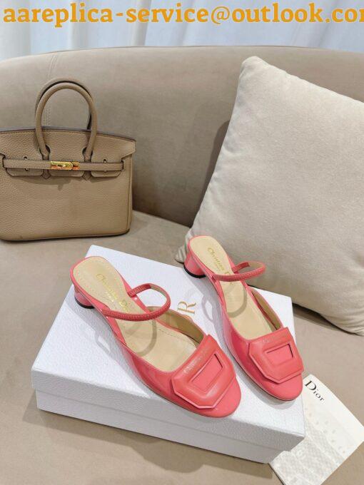 Replica Dior Day Slingback Pumps 35MM in Pink Patent Calfskin 5