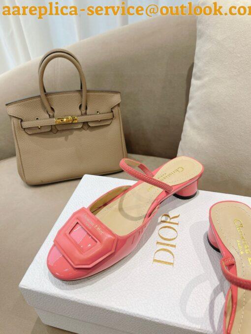 Replica Dior Day Slingback Pumps 35MM in Pink Patent Calfskin 6