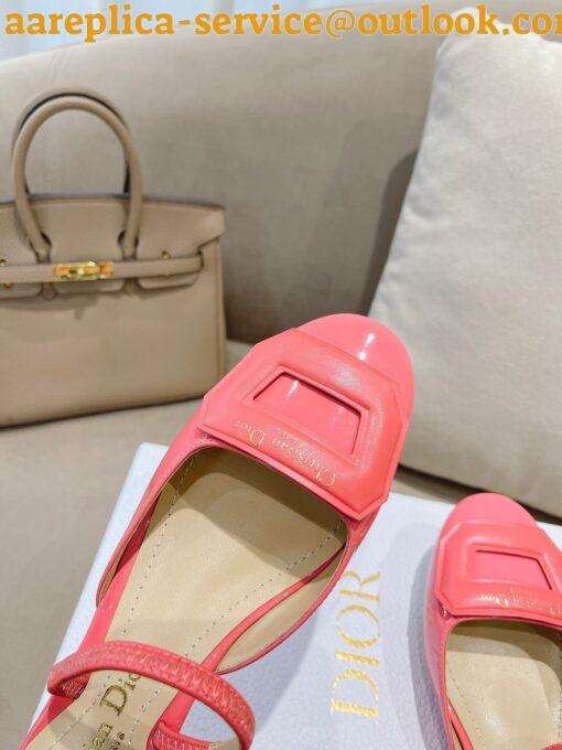 Replica Dior Day Slingback Pumps 35MM in Pink Patent Calfskin 9