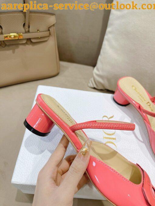 Replica Dior Day Slingback Pumps 35MM in Pink Patent Calfskin 10