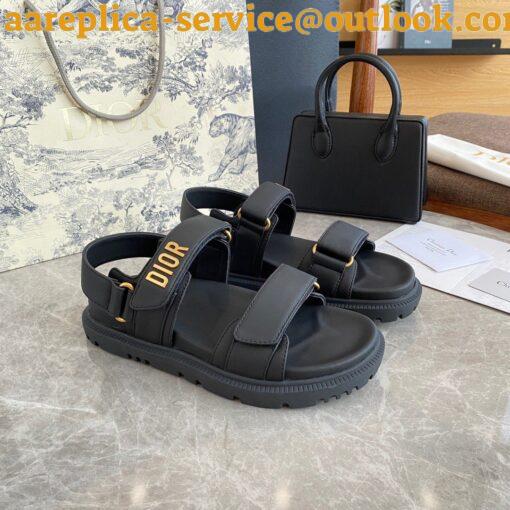 Replica Dior Dioract Slide Sandals In Black Lambskin 11