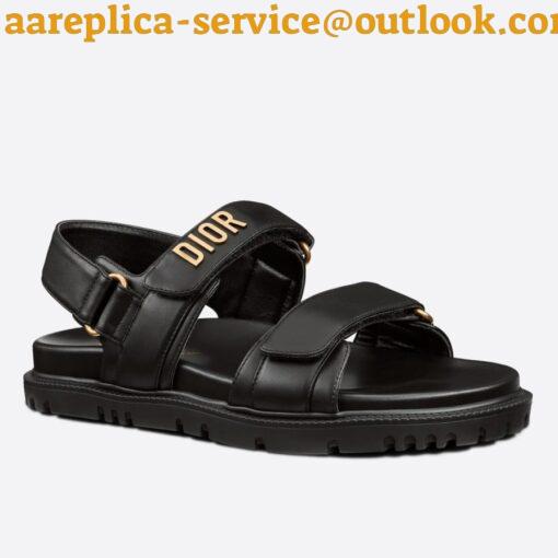 Replica Dior Dioract Slide Sandals In Black Lambskin 12