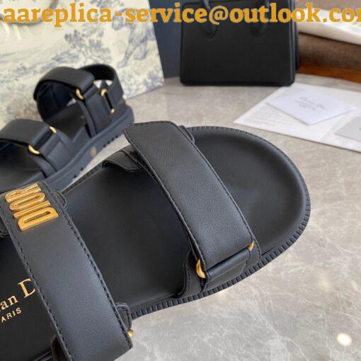 Replica Dior Dioract Slide Sandals In Black Lambskin 14