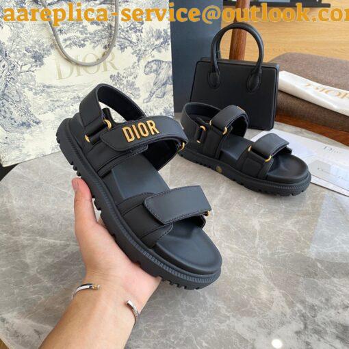 Replica Dior Dioract Slide Sandals In Black Lambskin 17