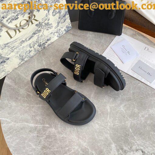 Replica Dior Dioract Slide Sandals In Black Lambskin 18