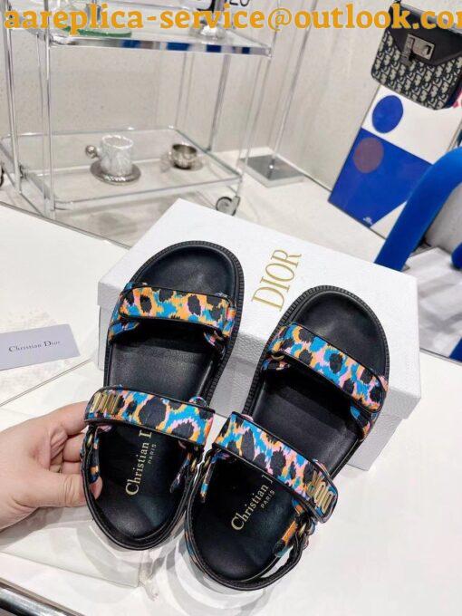 Replica Dior DiorAct Sandals In Blue Multicolor Mizza Printed Silk