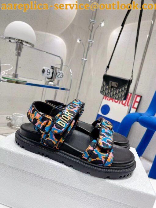 Replica Dior DiorAct Sandals In Blue Multicolor Mizza Printed Silk 3