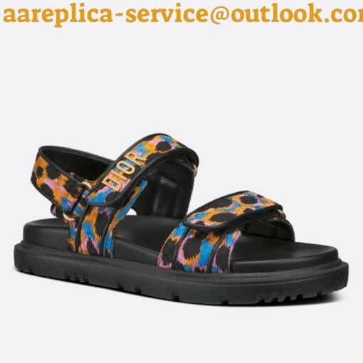 Replica Dior DiorAct Sandals In Blue Multicolor Mizza Printed Silk 4