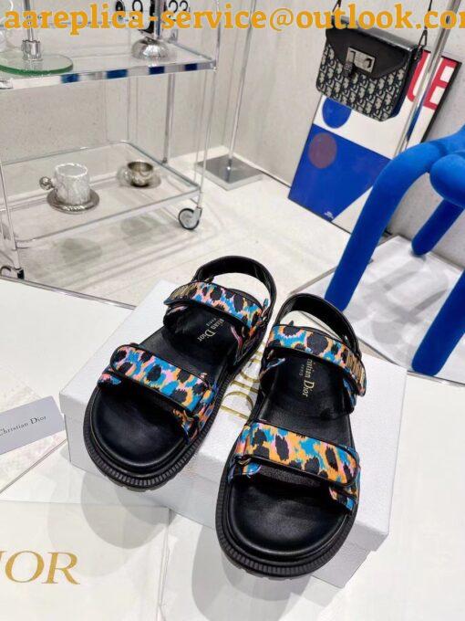 Replica Dior DiorAct Sandals In Blue Multicolor Mizza Printed Silk 6