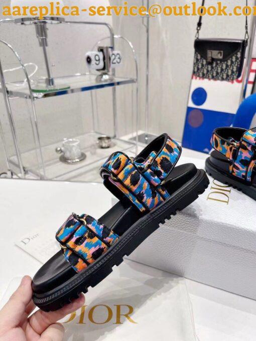 Replica Dior DiorAct Sandals In Blue Multicolor Mizza Printed Silk 8