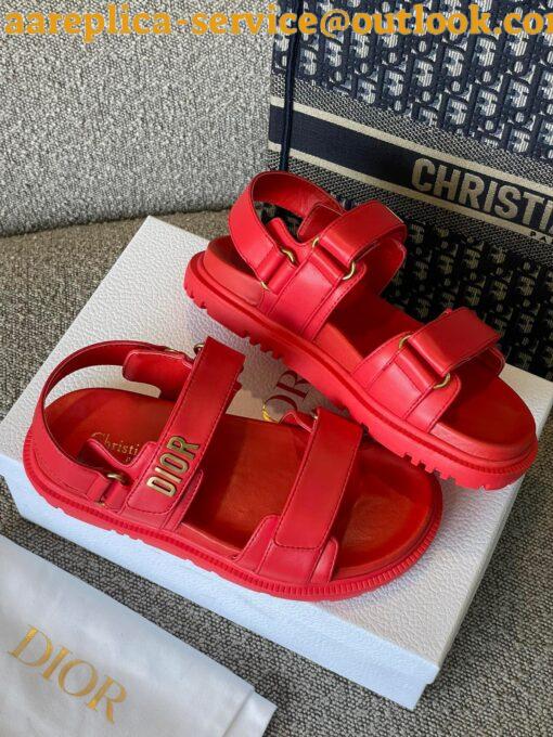 Replica Dior DiorAct Sandals In Red Lambskin 3