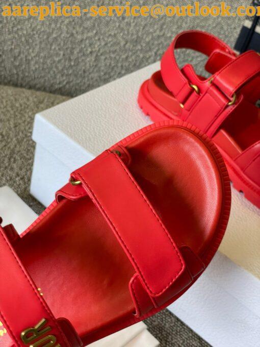 Replica Dior DiorAct Sandals In Red Lambskin 5