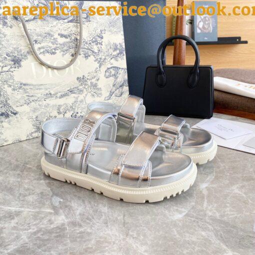 Replica Dior DiorAct Sandals In Silver Laminated Calfskin