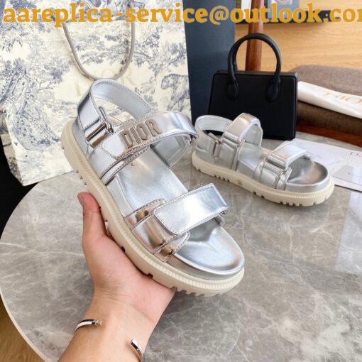 Replica Dior DiorAct Sandals In Silver Laminated Calfskin 3