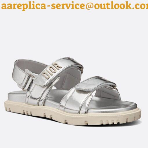 Replica Dior DiorAct Sandals In Silver Laminated Calfskin 4