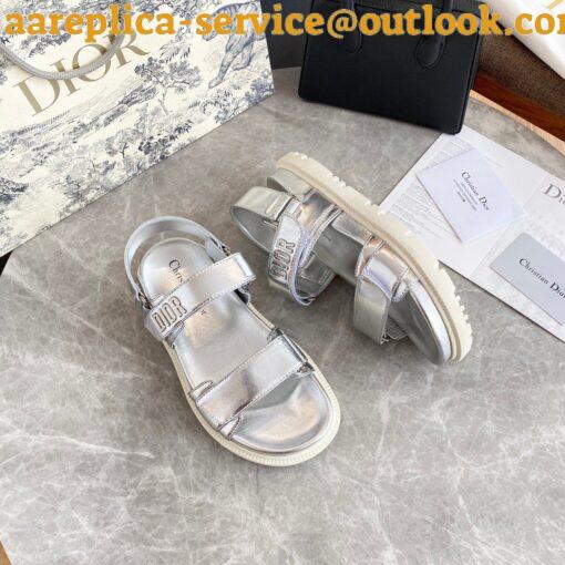 Replica Dior DiorAct Sandals In Silver Laminated Calfskin 5