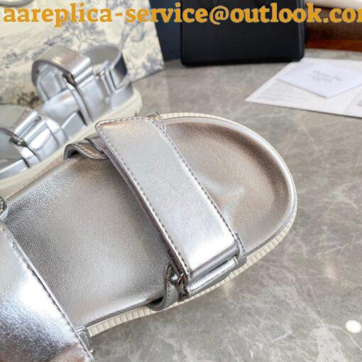 Replica Dior DiorAct Sandals In Silver Laminated Calfskin 8