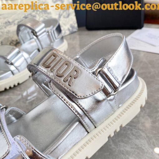 Replica Dior DiorAct Sandals In Silver Laminated Calfskin 9