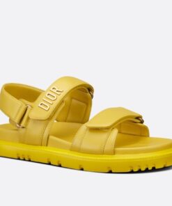 Replica Dior DiorAct Sandals In Yellow Lambskin