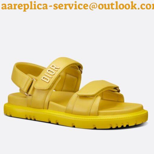 Replica Dior DiorAct Sandals In Yellow Lambskin