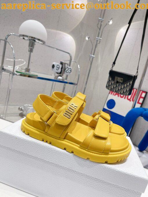 Replica Dior DiorAct Sandals In Yellow Lambskin 4