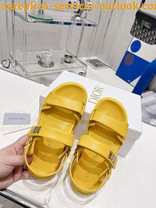 Replica Dior DiorAct Sandals In Yellow Lambskin 6