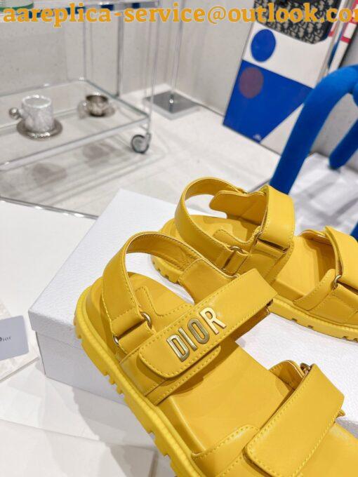 Replica Dior DiorAct Sandals In Yellow Lambskin 7