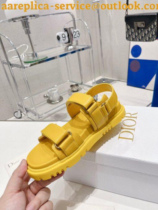 Replica Dior DiorAct Sandals In Yellow Lambskin 11